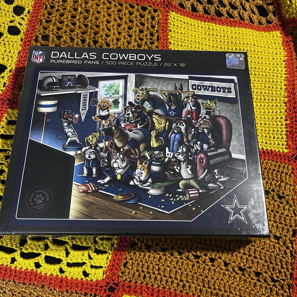 NFL Dallas Cowboys Purebred Fans 500 Piece Puzzle Sports Dogs Football 24"x18"